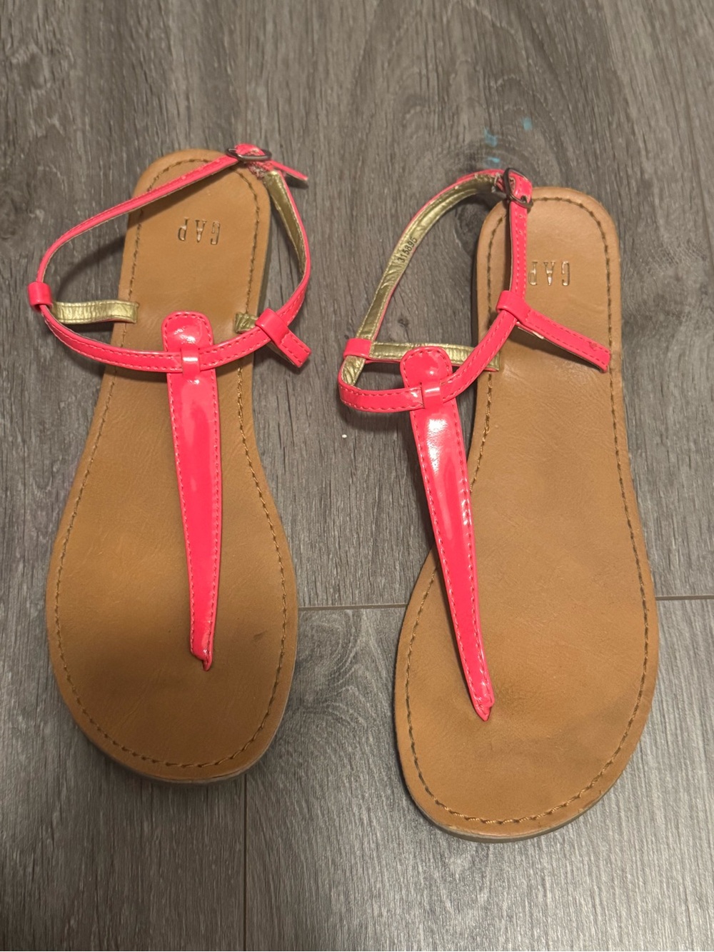 GAP Coral Pink T-Strap Flat Sandals